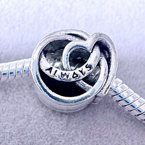 Entwined Love Always Heart Sterling Silver Charm Bracelet Bead‎ fits PANDORA